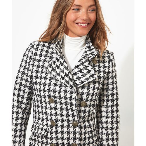 Cappotto lungo con bottoni motivo pied de poule - JOE BROWNS - Modalova