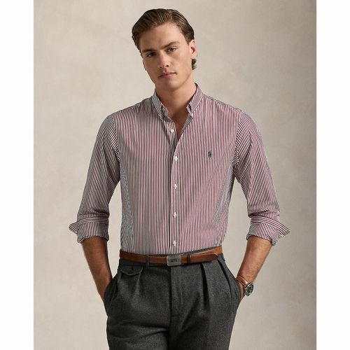 Camicia Slim A Righe Popeline Logo Ricamato Uomo Taglie L - polo ralph lauren - Modalova