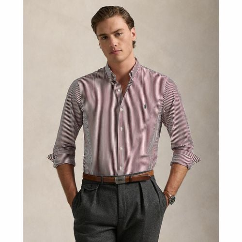 Camicia Slim A Righe Popeline Logo Ricamato Uomo Taglie M - polo ralph lauren - Modalova