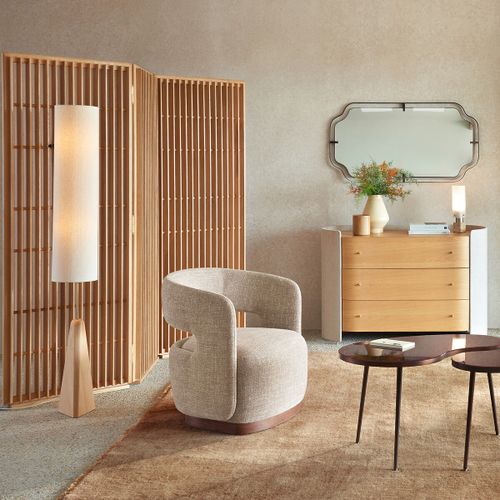 Byobu Solid Oak Openwork Room Divider with 3 Folding Panels - AM.PM - Modalova