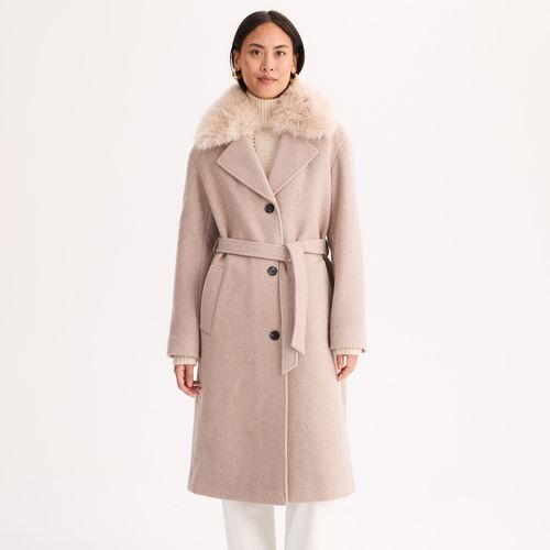 Wool Blend Coat with Removable Fluffy Collar - Anne weyburn - Modalova