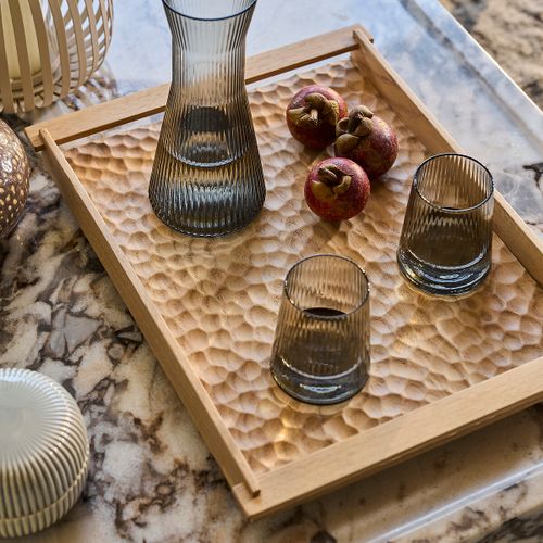 Azael Chiselled Solid Oak Rectangular Tray, Depth 37cm - AM.PM - Modalova