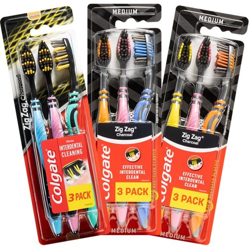 Zig Zag Charcoal cepillo de dientes medio 3 ud - Colgate - Modalova