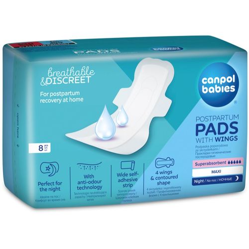 Postpartum Pads With Wings compresas posparto para la noche 8 ud - Canpol babies - Modalova