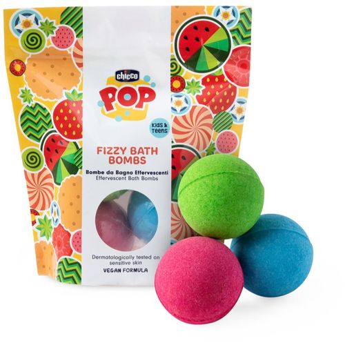 POP Fizzy Bath Bombs bombas de baño efervescentes para niños Vanilla Wrap, Strawberry Candy, Watermelon Splash 3 ud - Chicco - Modalova