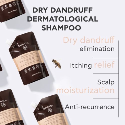 Dandruff Relief Dry Dandruff Dermatological Shampoo champú anticaspa para cuero cabelludo seco con picores Refill 500 ml - Apivita - Modalova