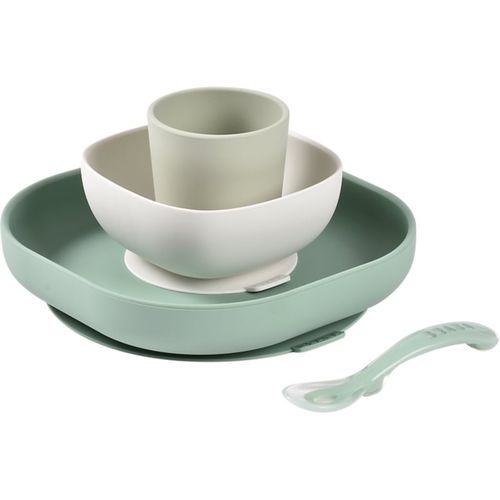 Piece Silicone Dinner Set set de vajilla Sage Green / Misty Green 4 ud - Beaba - Modalova