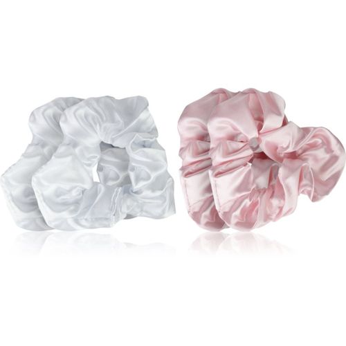 Satin Scrunchies Pink & White gomas para cabello - Brushworks - Modalova