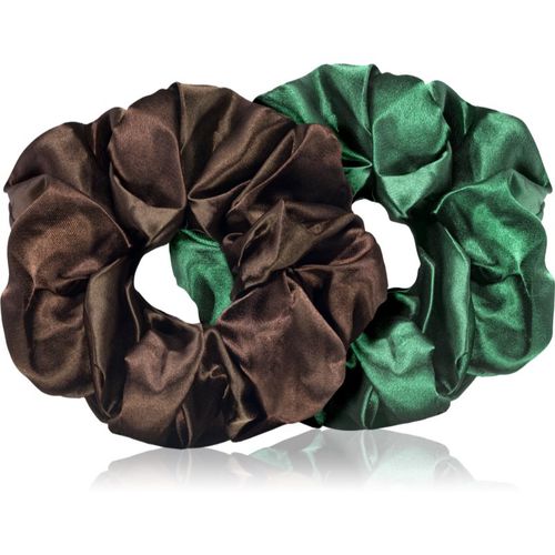 Hair Large satin scrunchie set elastici per capelli Brown & Green - BrushArt - Modalova