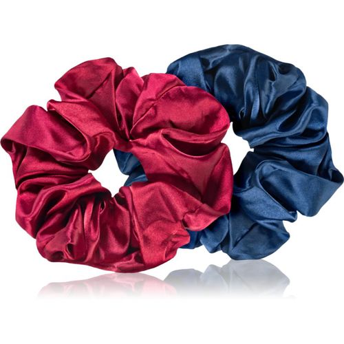 Hair Large satin scrunchie set elastici per capelli Red & Blue - BrushArt - Modalova