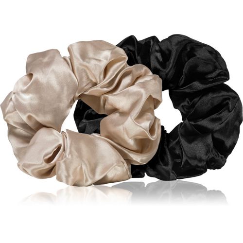 Hair Large satin scrunchie set elastici per capelli Cream & Black - BrushArt - Modalova