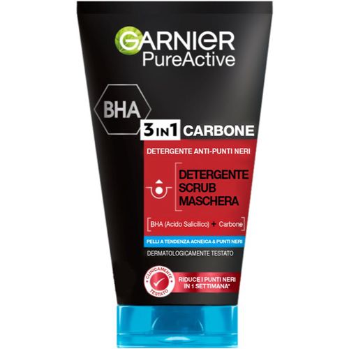 Pure Active mascarilla facial negra con carbón activado para acné y puntos negros 3en1 150 ml - Garnier - Modalova