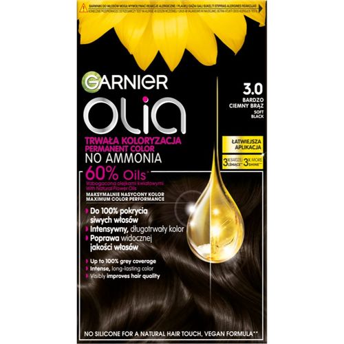 Olia Big Kit tinte permanente para cabello tono 3.0 Soft Black 1 ud - Garnier - Modalova