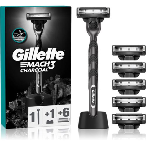 Mach3 Charcoal maquinilla de afeitar con soporte + hojas de recambio 6 ud - Gillette - Modalova