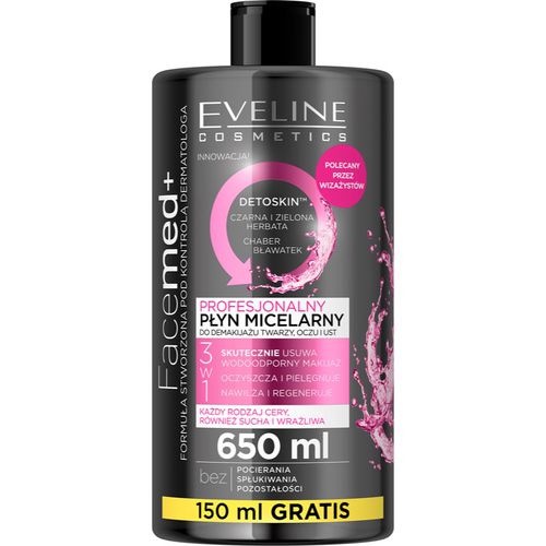 FaceMed+ agua micelar limpiadora desmaquillante con efecto desintoxicante 650 ml - Eveline Cosmetics - Modalova