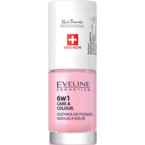 Nail Therapy Care & Colour acondicionador para uñas 6 en 1 tono Shimmer Pink 5 ml - Eveline Cosmetics - Modalova