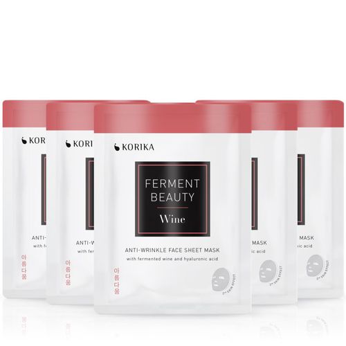 FermentBeauty Set of 5 Anti-wrinkle Face Sheet Masks with Fermented Wine and Hyaluronic Acid maschera per il viso a prezzo ridotto - KORIKA - Modalova