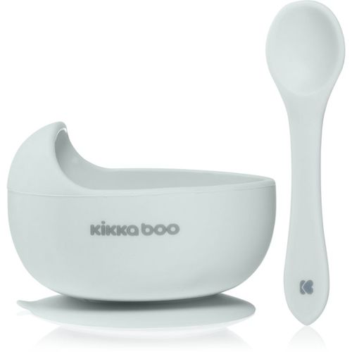 Silicone Bowl with Spoon bol de silicona con cuchara 4 m+ Blue 2 ud - Kikkaboo - Modalova