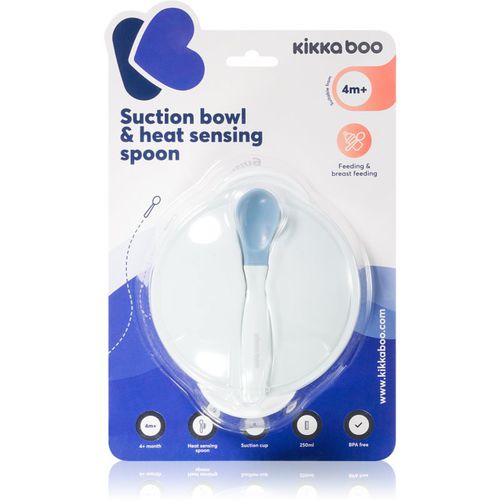 Suction Bowl & Heat Sensing Spoon set de vajilla 4 m+ Blue 2 ud - Kikkaboo - Modalova