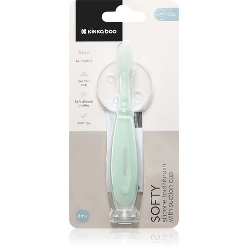 Silicone Toothbrush with Silicone Cup Softy cepillo de dientes de silicona con ventosa 6 m+ Mint 1 ud - Kikkaboo - Modalova