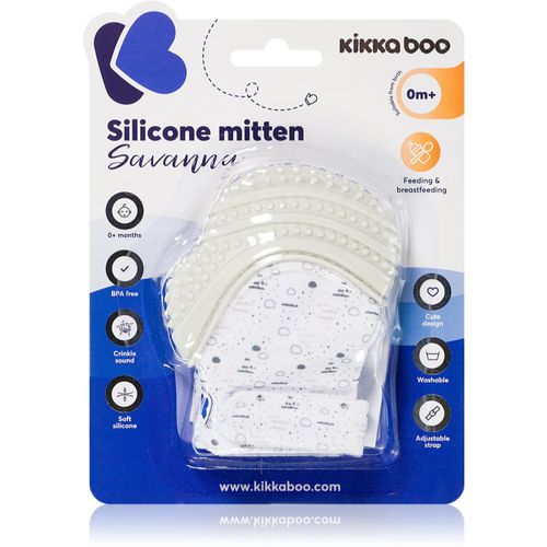 Savanna Silicone Mitten guanto con dentaruolo 0 m+ Grey 1 pz - Kikkaboo - Modalova