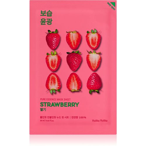 Pure Essence Strawberry mascarilla iluminadora en forma de hoja para unificar el tono de la piel 23 ml - Holika Holika - Modalova