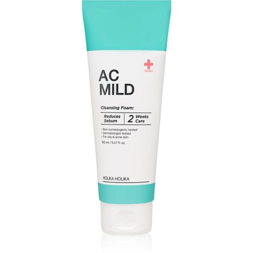 AC Mild Cleansing Foam espuma limpiadora para equilibrar la producción de sebo para pieles acnéicas 150 ml - Holika Holika - Modalova