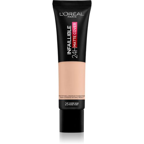 Infallible 24H Matte Cover fondotinta lunga tenuta effetto opaco 25 Rose Ivory 30 ml - L’Oréal Paris - Modalova