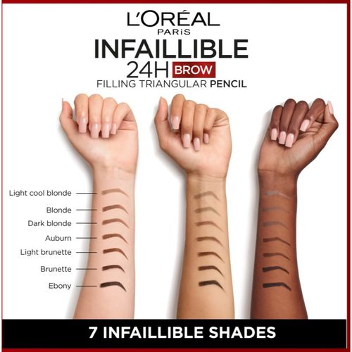 Infaillible 24h Filling Triangular Pencil pincel de precisión para cejas resistente al agua tono 01 Ebony 1 ml - L’Oréal Paris - Modalova
