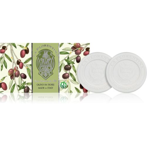 Olive Flowers Sculpted Soap jabón natural en barra Olive Leaf Extract 2x115 g - La Florentina - Modalova