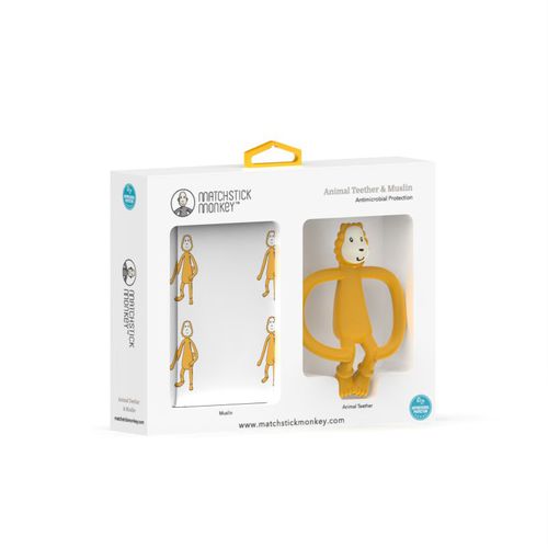 Animal Teether & Muslin Lion confezione regalo (per bambini) - Matchstick Monkey - Modalova