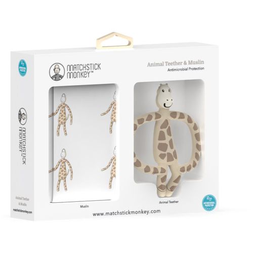 Animal Teether & Muslin Giraffe Geschenkset (für Kinder) - Matchstick Monkey - Modalova