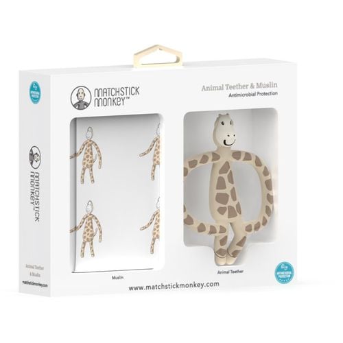 Animal Teether & Muslin Giraffe lote de regalo para niños - Matchstick Monkey - Modalova