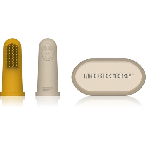 Silicone Finger Toothbrush cepillo de dientes de dedo para bebés con estuche Yellow/ Beige 2 ud - Matchstick Monkey - Modalova