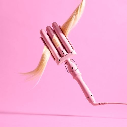 Mini Waver 25 mm rizador de cabello de tres cilindros para cabello Pink 1 ud - Mermade - Modalova