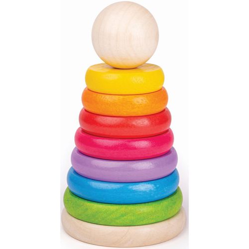 First Rainbow Stacker anelli da infilare in legno - Bigjigs Toys - Modalova