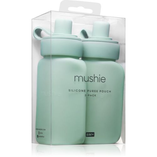 Silicone Puree Pouch recipientes de silicona reutilizables para purés Cambridge Blue 2 ud - Mushie - Modalova