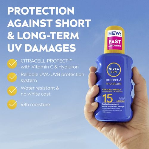 SUN Protect & Moisture spray solar SPF 15 200 ml - Nivea - Modalova