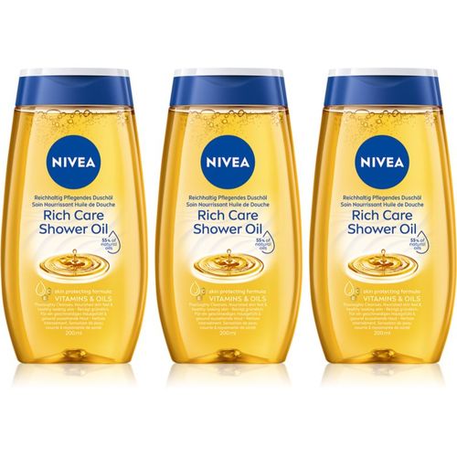 Rich Care aceite de ducha para pieles secas 3 x 200 ml - Nivea - Modalova