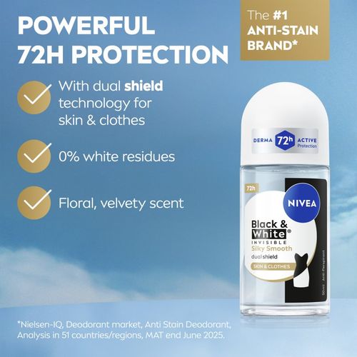 Invisible Black & White Silky Smooth antitranspirante con bola para mujer 50 ml - Nivea - Modalova