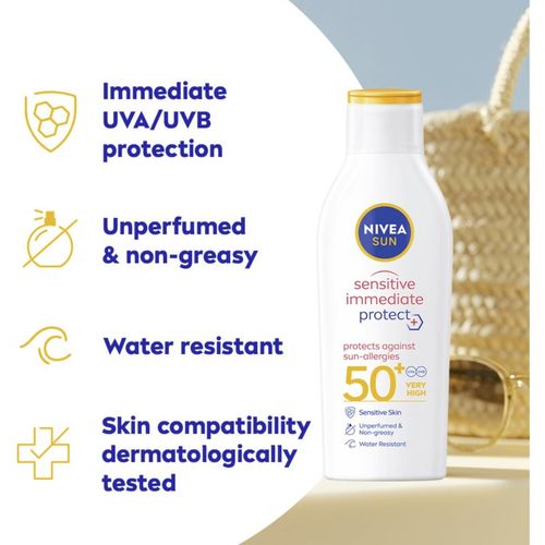 SUN Sensitive Immediate leche solar para pieles sensibles SPF 50+ 200 ml - Nivea - Modalova