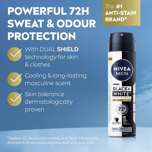 MEN Black & White Epic Night antitranspirante en spray para hombre 150 ml - Nivea - Modalova