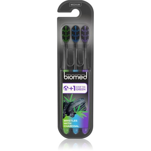 Black Charcoal cepillos de dientes medio 3 ud - Biomed - Modalova