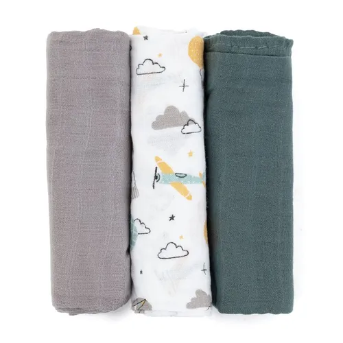 Moussy muselinas Grey Planes 68 x 68 cm 3 ud - Petite&Mars - Modalova