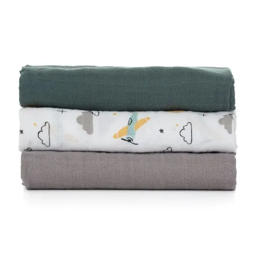 Moussy muselinas Grey Planes 68 x 68 cm 3 ud - Petite&Mars - Modalova