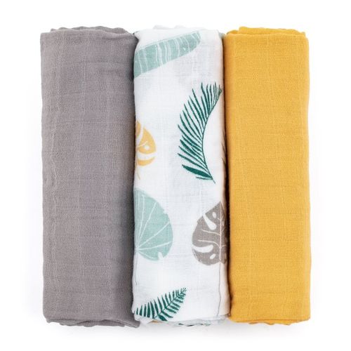 Moussy muselinas Ochre Leaves 68 x 68 cm 3 ud - Petite&Mars - Modalova