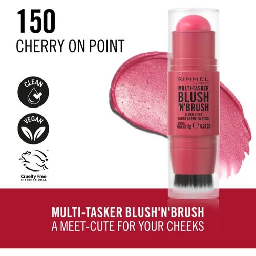 Multi-Tasker Blush'N'brush colorete en forma de barra con pincel tono 150 Cherry On Point 8 g - Rimmel - Modalova
