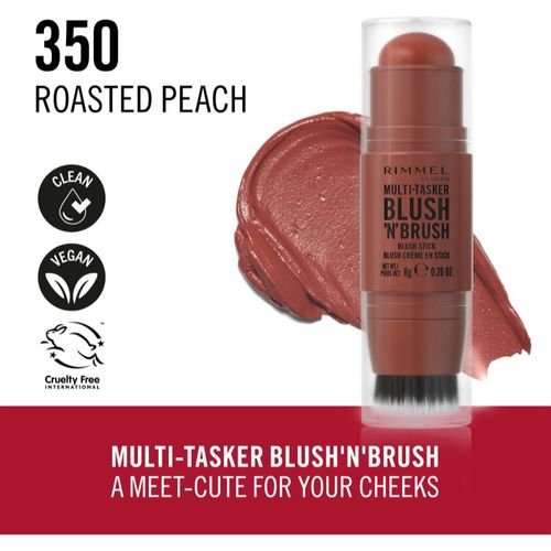 Multi-Tasker Blush'N'brush colorete en forma de barra con pincel tono 350 Roasted Peach 8 g - Rimmel - Modalova