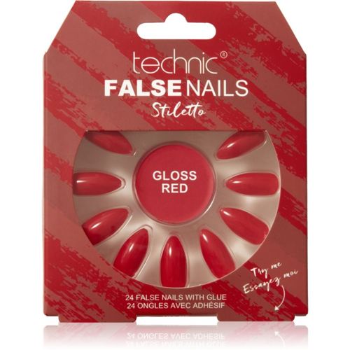 False Nails Stiletto uñas postizas Gloss Red 24 ud - Technic Cosmetics - Modalova