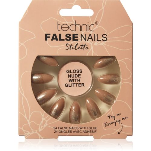 False Nails Stiletto uñas postizas Gloss Nude with Glitter 24 ud - Technic Cosmetics - Modalova